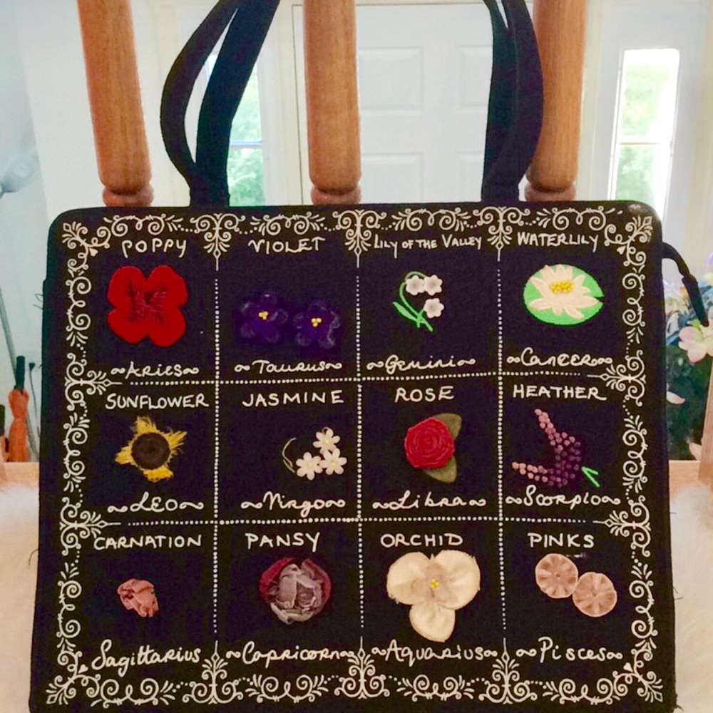 SATURATED Colors Lulu Guinness🌼🌷🌸🌻🌺FLOWER VARIETIES Felt Bag🌹 DYT T4!